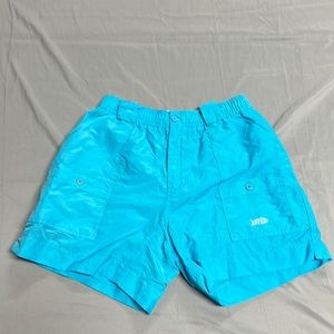 Men Size 36 AFTCO Nylon Lightweight Cargo Fishing shorts color Blue 6in inseam